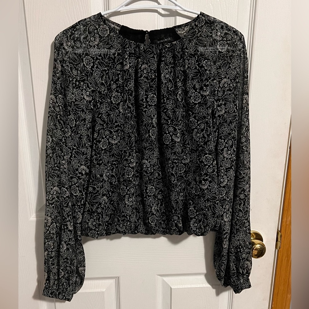 Dynamite Floral Bubble Sleeve Blouse